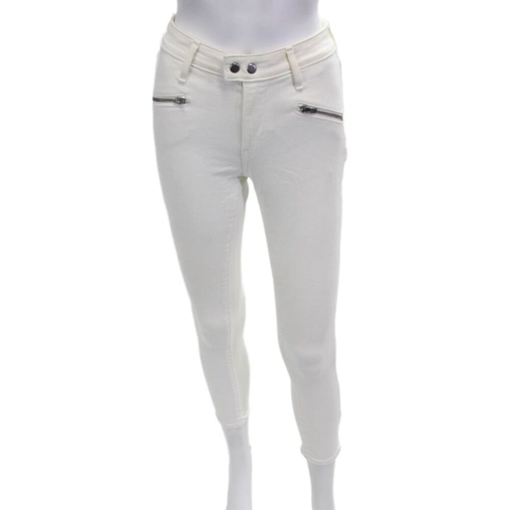 Levis Womens Ankle Jegging Pants White Mid-Rise Button Closure Size 25
